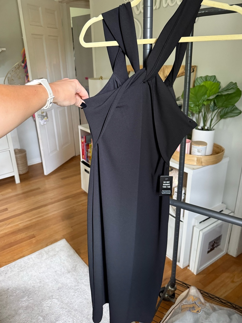 NWT! Express Black Sleeveless Midi Dress with Knotted Twist Straps